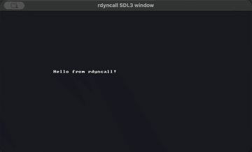 Animated SDL3 window with moving text rendered through rdyncall
